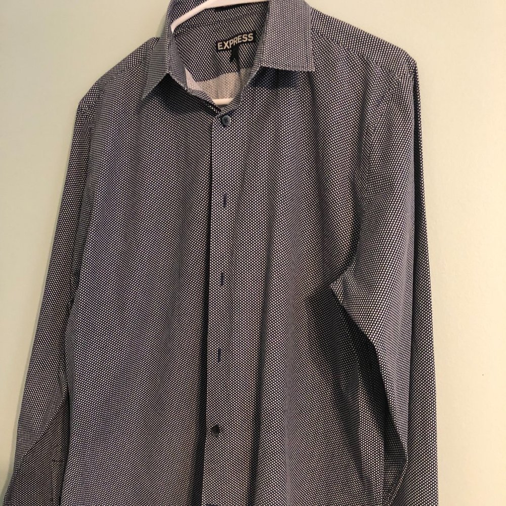 Express Black Modern Fit Button Down Shirt 1MX Stretch - Large